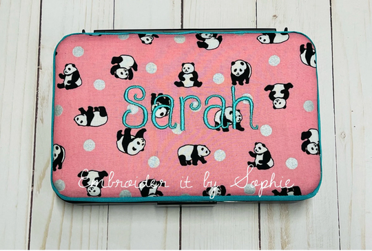 Personalized Kids School Pencil Box Case/Art Supplies Sticker Box/Crayon Storage Container/Panda Bear/Zoo Animals