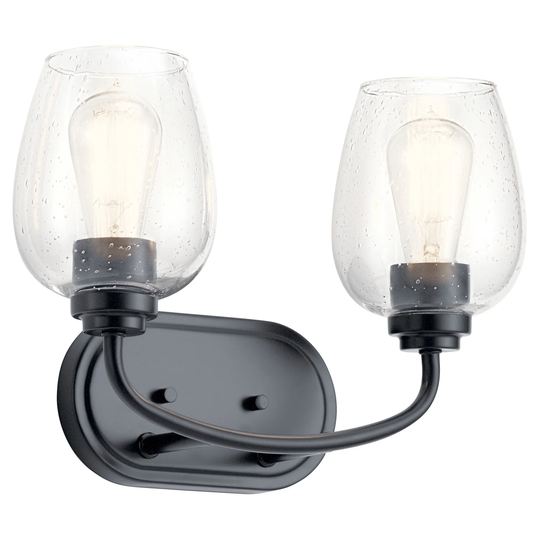 Kichler Valserrano 14.50 inch 2 Light Vanity Light with Clear Seeded Glass in Black