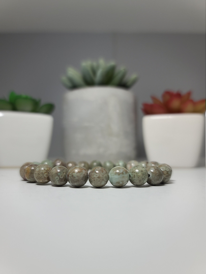 Gray Green Maifan Beaded Bracelet
