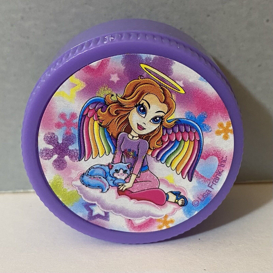 Vintage Lisa Frank Angel Girl & Kitten Purple Pencil Sharpener