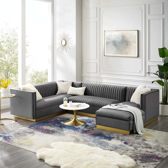 Glamour 3 Piece Performance Velvet Sectional Sofa Set