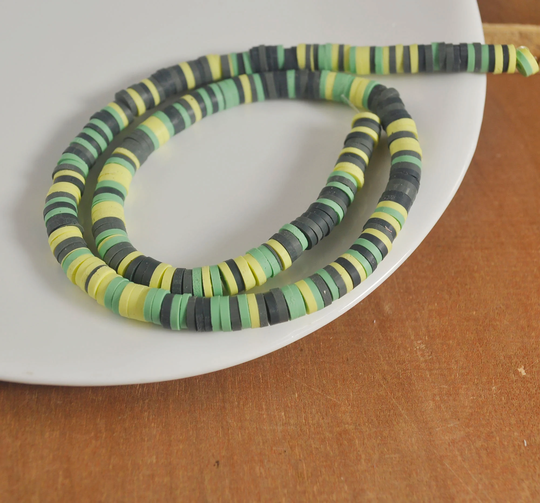 6mm Vinyl Heishi Beads, Green Mixed Color Polymer Clay Beads, African Polymer Clay Diy Making Jewelry Bead, Length 40cm6-15#