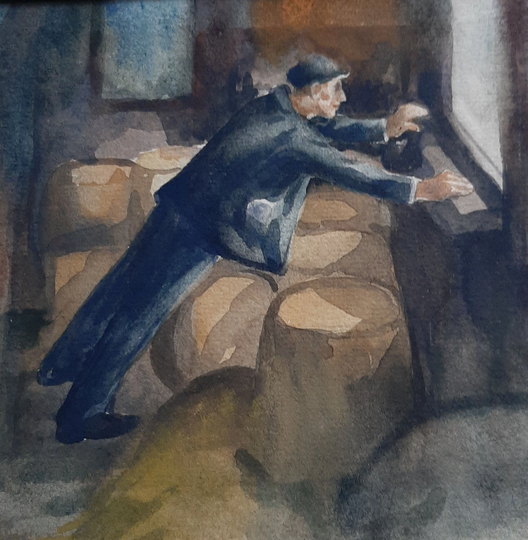 Martin Petersen | Danish /American 1866-1956 "The Revenue Officer", Watercolor, C. 1945, Signed On Verso in Pencil, | Free Shipping Reduced