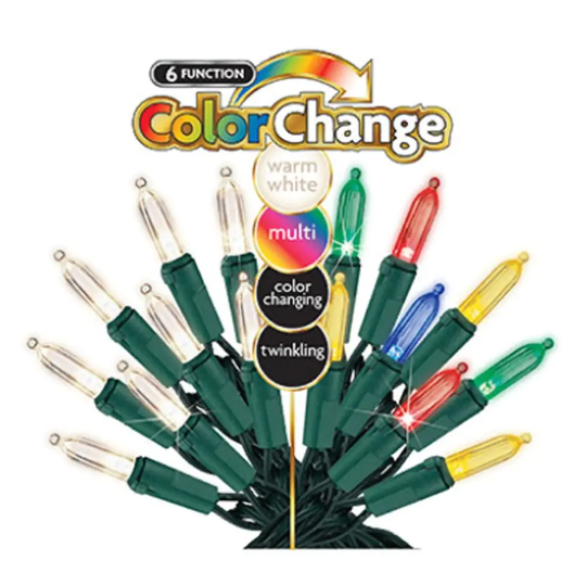 Sylvania V44902-88 Christmas Stay-Lit 6 Function Multi Color Changing LED Lights - 1