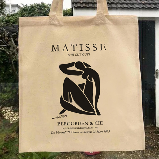 Mzshop - Matisse Dark Beige Cut Out Eko Bag Environment Friendly Painter Tote Artsy Reusable Beach