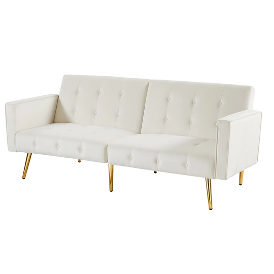 Modern Loveseat Sofa Bed Velvet Upholstered Converts Folding Futon Sofa Bed