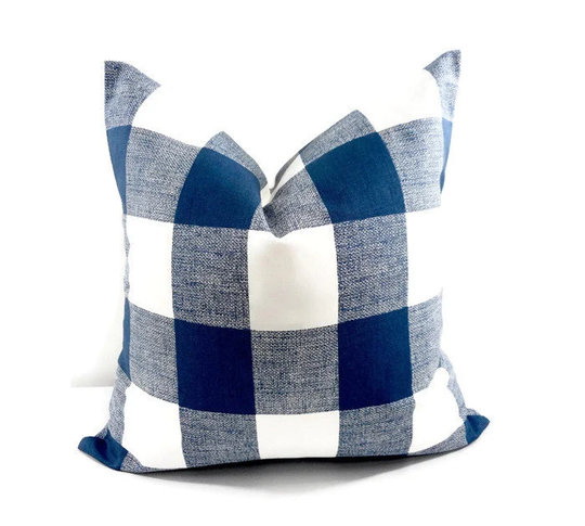 Farmhouse Decor Blue Pillow Sofa Navy & White Pillow Cushion Cover Country Decor Sham Case