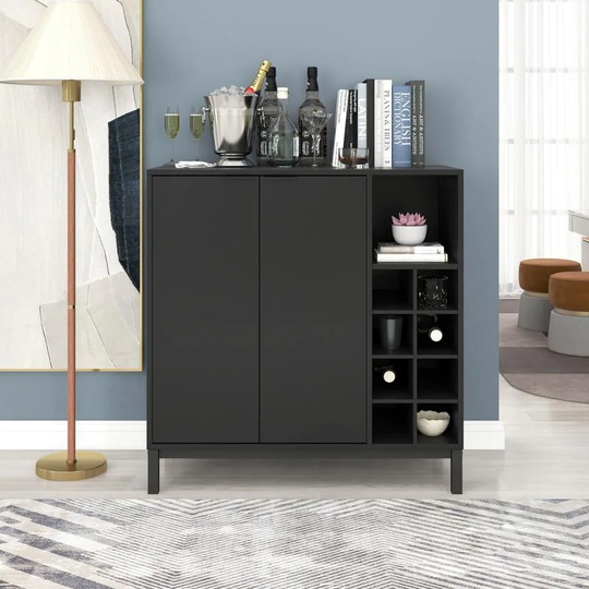 Modern Stylish Sideboards & Buffet With Storage Coffee Bar Cabinet Wine Racks Storage Server 34 Inch Dining Room Console