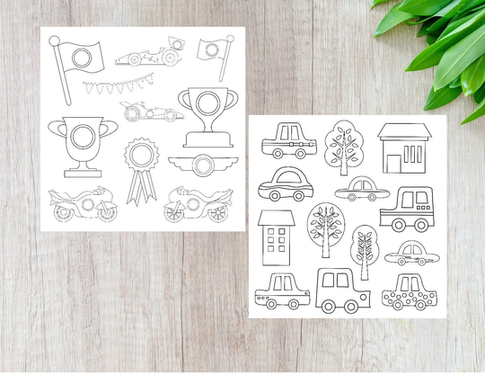 Trophy Cars Coloring Stickers Kit, Cars Coloring, Kids Summer Activities, Color Your Own Stickers, Activity, Crafting