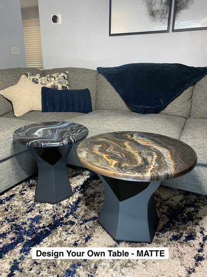Custom Epoxy Table - Build Your Own 18" Or 24" Round Table Choose Colors Design Legs Matte Finish