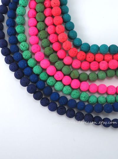 8mm Colored Lava Beads For Jewelry Making | Unwaxed Stone Aprox Size Is 8-8.5mm