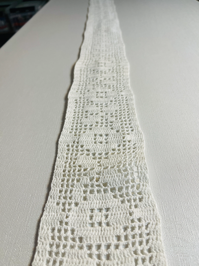 Cute White Hand-Crocheted Table Runner