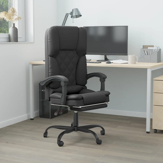 vidaXL Massage Reclining Office Chair Gray Faux Leather - 24.8" x 22" x (43.5"-47.2")