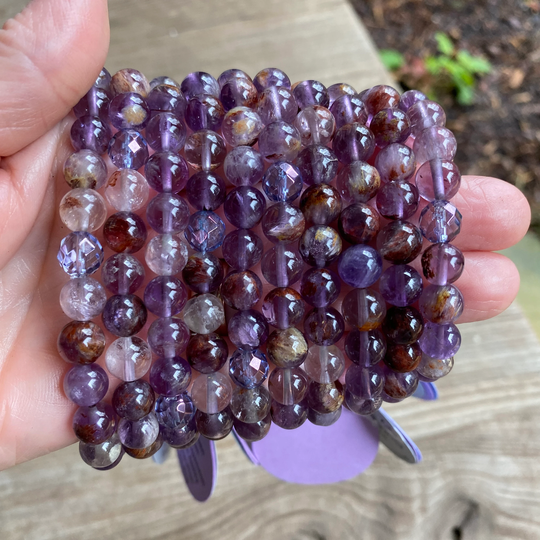 Super Seven & Tanzan Aura Quartz Grounding Bracelets Bra21