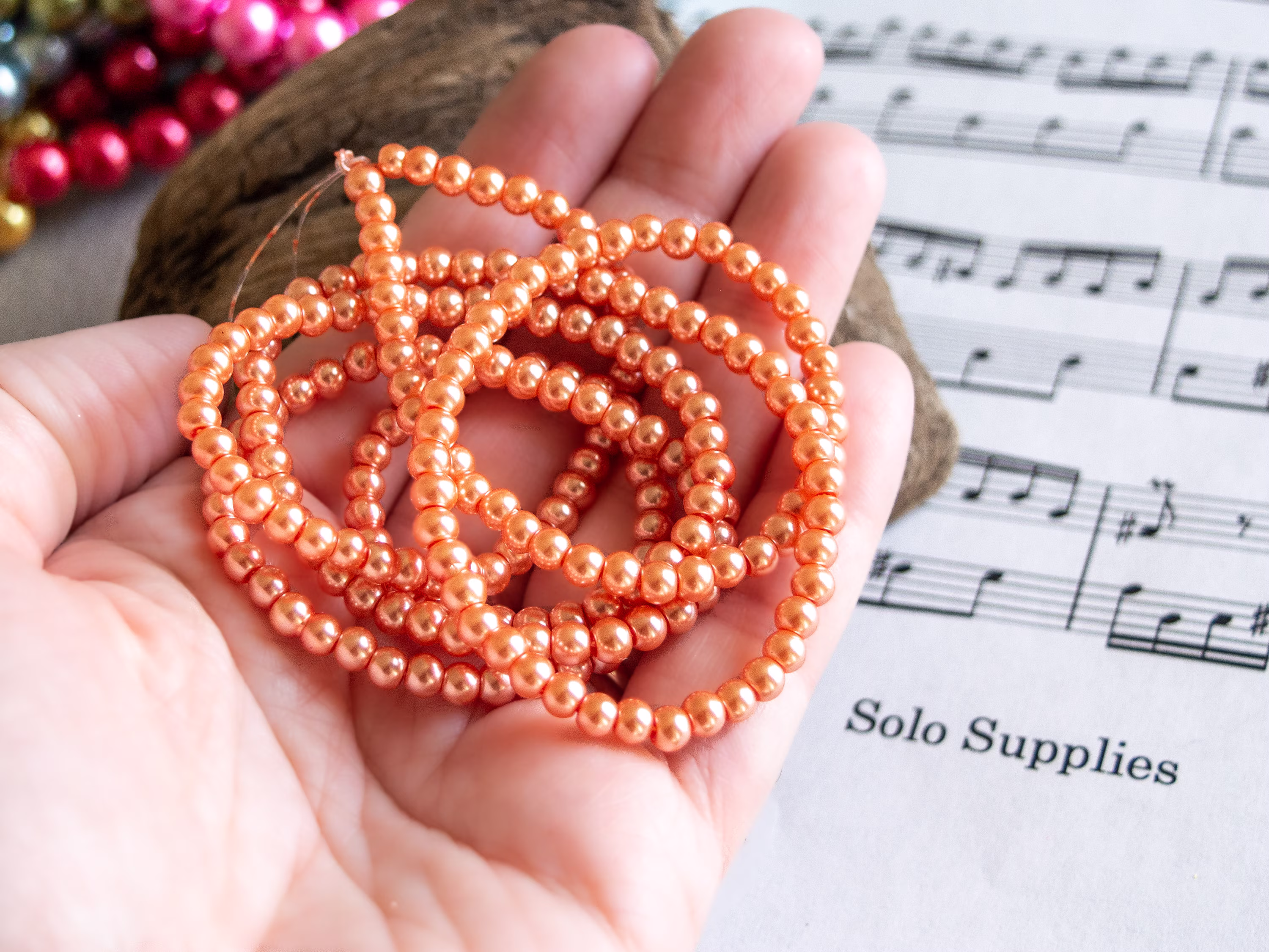 4mm Glass Pearl Beads in Peach Color, High Quality With Smooth Finish & Lovely Weight, Small Faux Pearl, Diy Jewelry Making Supply Bulk