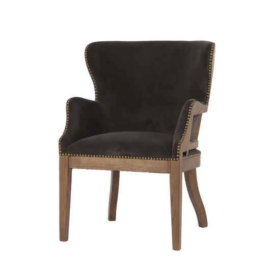 A&B Home Dugan Winged Arm Chair - Dark Grey/Brown
