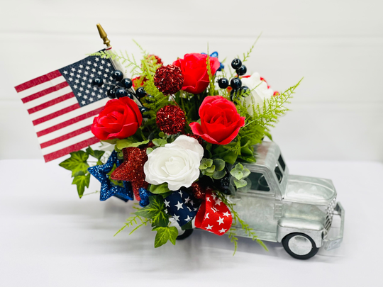 Summer Table Centerpiece-Table Arrangement-Patriotic Decor-Patriotic Centerpiece-Floral Arrangement