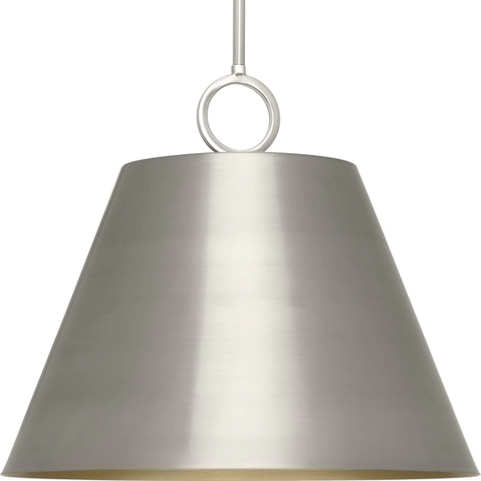 Parkhurst Collection Three-Light New Traditional Brushed Nickel Metal Glass Pendant Light - 17.87 in x 17.87 in x 15.25 in