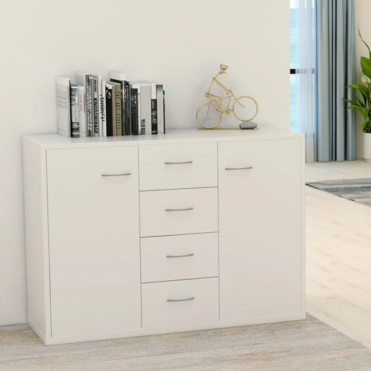 Sideboard White 34.6"x11.8"x25.6" Chipboard