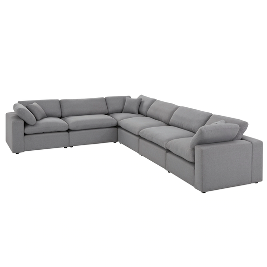 Anka Grey Linen Down Filled Cushioned 6-Seat Sectional Sofa by iNSPIRE Q Modern
