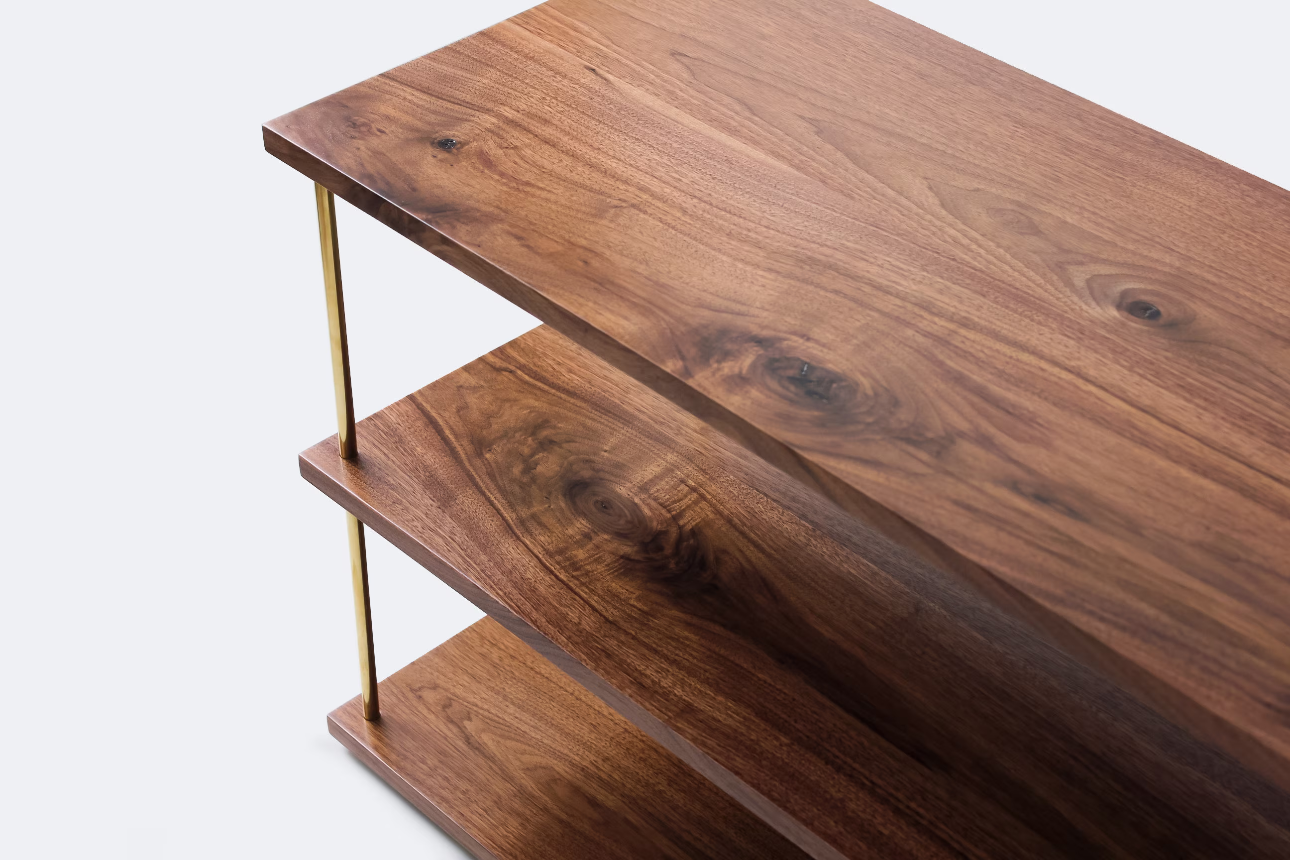 Walnut Media Console Table, Tv Stand, Bookcase, Shelving Unit