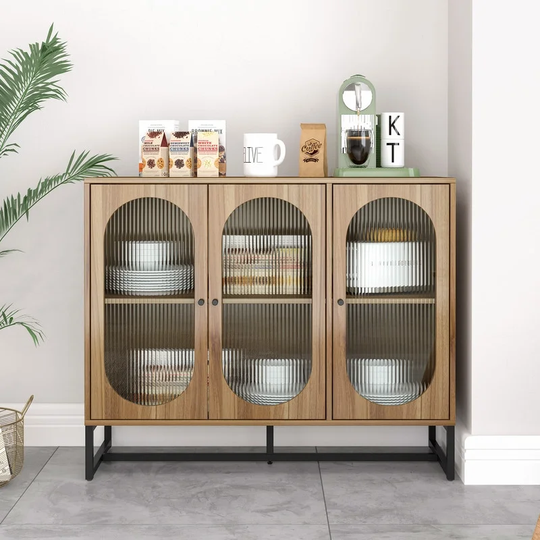 Sideboard Buffet Cabinet, Kitchen Storage Cabinet with Glass Doors, Liquor Cabinet, Cupboard Console Table, Accent Cabinet