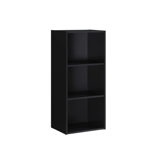 35.5" Black Contemporary 3 Shelves Rectangular Bookcase