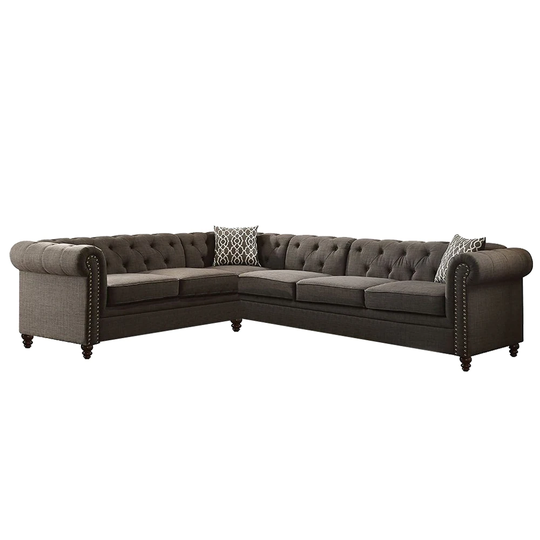 Linen Sectional Sofa in Charcoal Finish