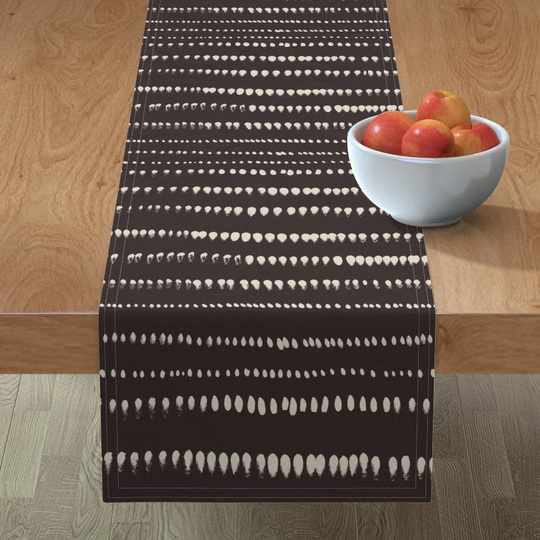 Black & White Table Runner - Brushstroke Stripes By Juliaschumacher Modern Abstract Cotton Sateen Spoonflower