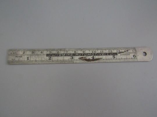Vintage Wyoming Automotive Co. 6 Inch Steel Ruler Free Shipping
