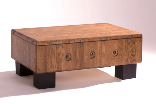 Solid Wood Side Table "Butcher Block" - Oiled Oak
