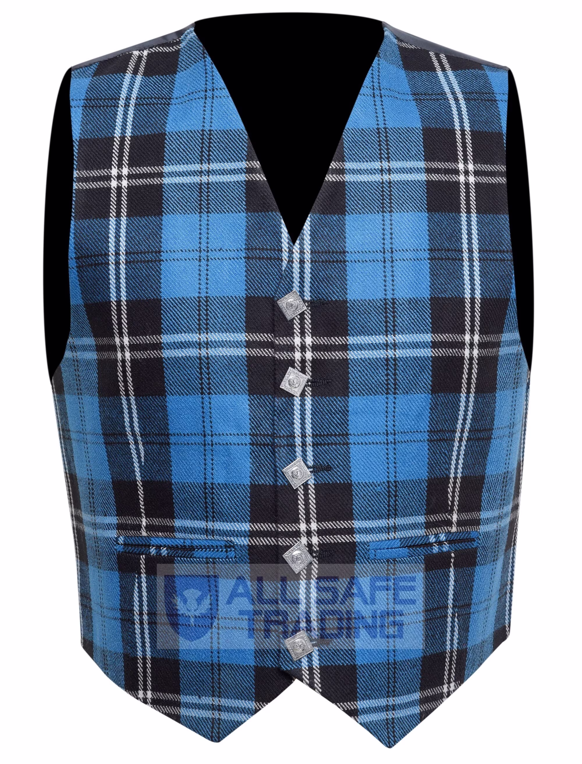 Clearance Sale Scottish/Irish Formal Straight Pattern Blue Ramsay Tartan Waistcoat/Vest, Mens Scottish Waistcoat, Kilt, Celtic, Highland