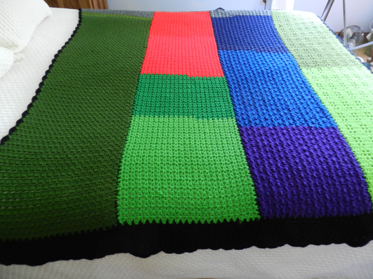 Vintage Abstract Afghan, Sofa Throw, Mans Blanket, Boys Bedding
