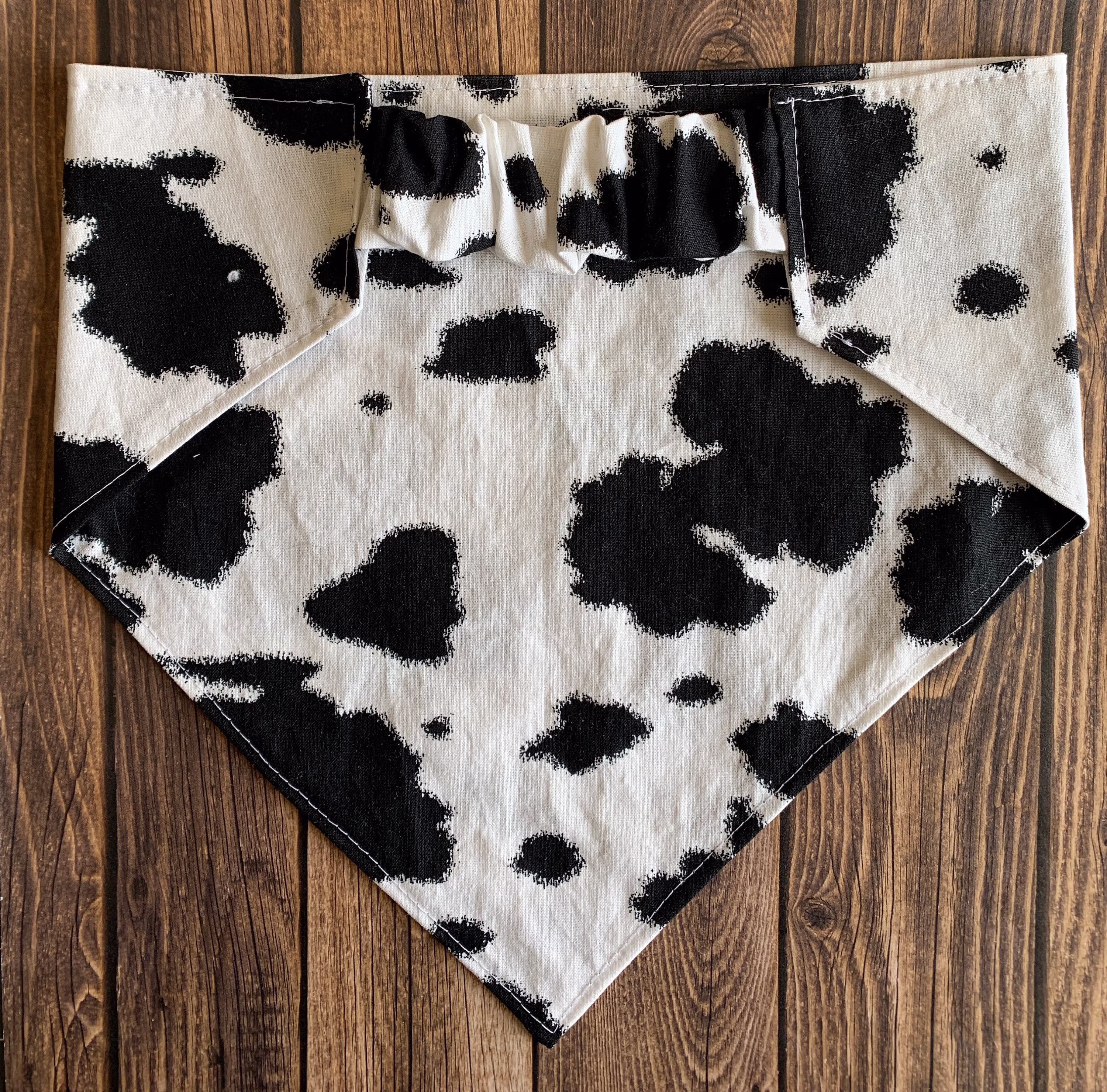Dog Bandana, Cow Print, Elastic Scrunchie Personalized Bandana