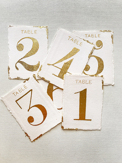 Gold Foil Table Numbers, Wedding Numbers