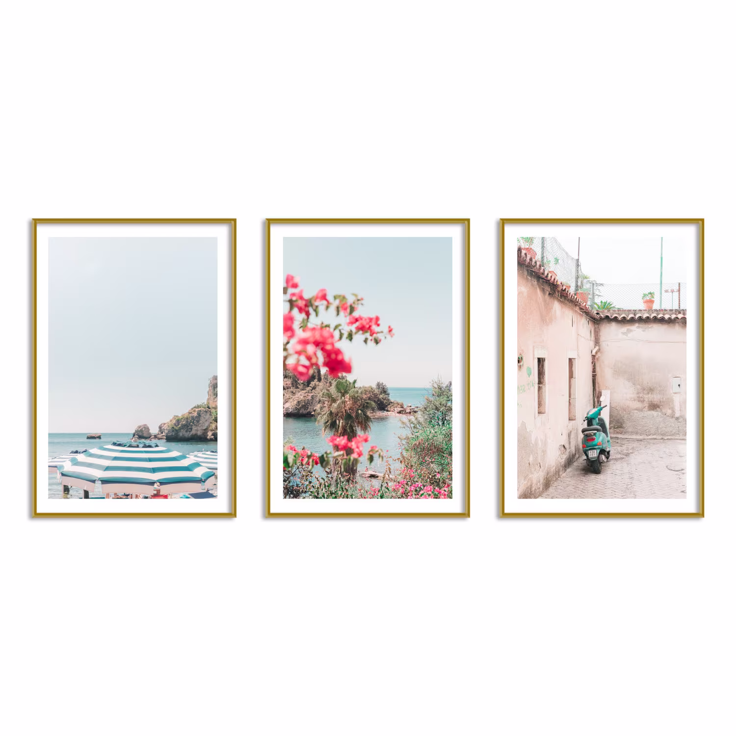 Italy 3 Piece Wall Art Colorful Gallery Set Beach Prints Artwork