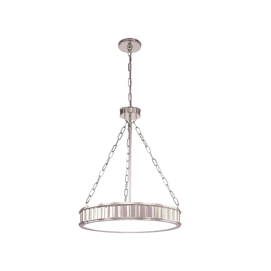 Hudson Valley Middlebury 5-light Polished Nickel Pendant, White Opal Glass Shade