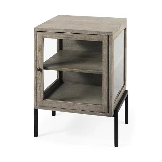 Arelius 20L x 18W x 26H Brown Wood W/ Black Metal Frame End/Side Table