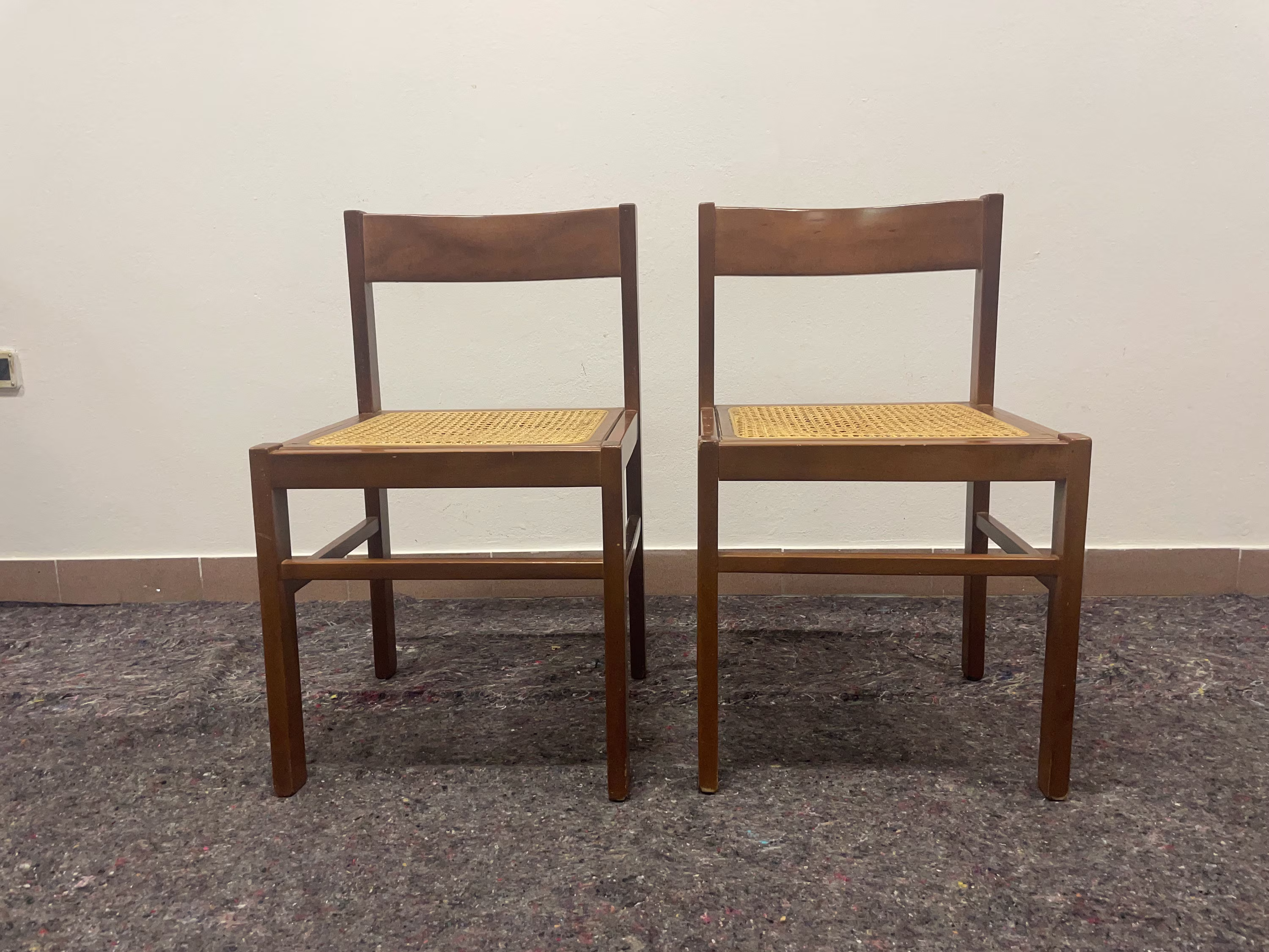 1 Of 2 Vintage Chairs, Wood Cane Chair, Boho Style, Dining, Vintage Italy Mcm Chair/Boho Furniture, Kitchen Chairs, Retro