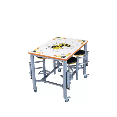 74'' x 52'' Rectangular Stool Cafeteria Table