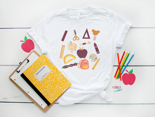 School Supplies Shirt, Pencil Student Gift For Studentt-Shirt, Back To First Grade Shirt