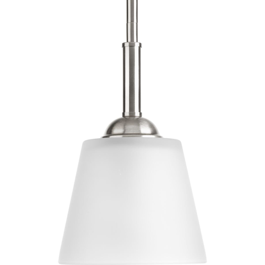 Arden Collection One-Light Brushed Nickel Etched Glass Farmhouse Mini-Pendant Light - 13.000" x 9.620" x 7.500"