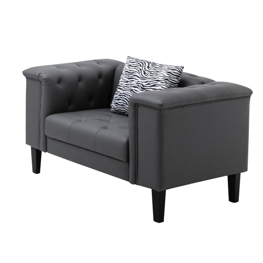Sarah Vegan Leather Tufted Chair With 1 Accent Pillow