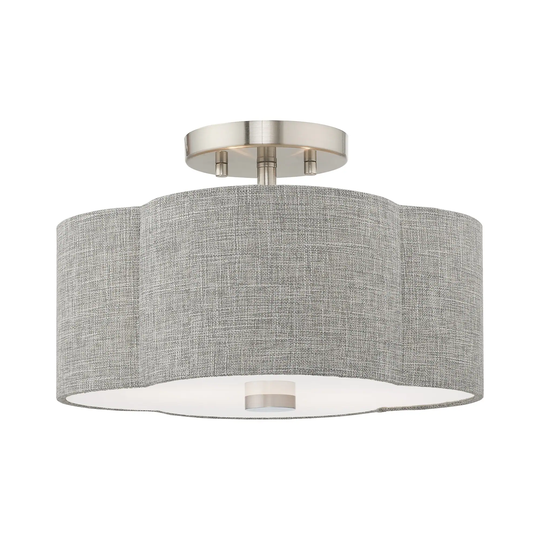 Livex Lighting Kalmar 2-Light Brushed Nickel Ceiling Mount - 13"Dia. x 8.5"H