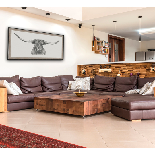 Longhorn Bull Framed Canvas Wall Art