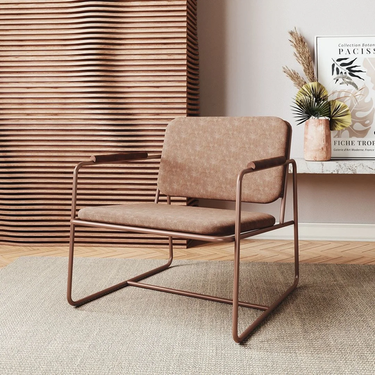 Manhattan Comfort Whythe PU Leather Low Accent Chair 2.0 in Corten