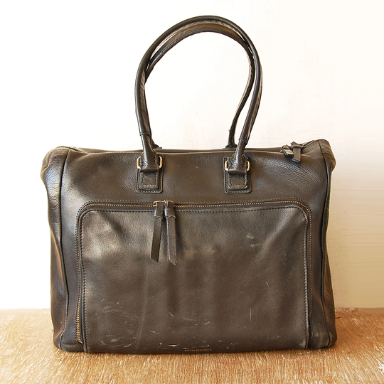 Vintage Royal Republiq Leather Satchel Bag, Black Large Case, Retro Bag Handles, Briefcase Portfolio