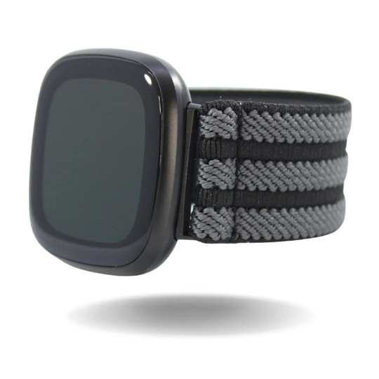 Elastic Fitbit Sense/Versa 3 Watch Band | Fits & Black Textured Stripes Handmade in USA Comfy Stretchy Custom