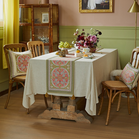Mandala Table Runner, Floral Pattern Dresser Scarf, Dining Room Kitchen Rectangular Runner