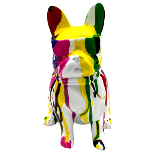 Interior Illusions Plus Multi-Color Graffiti Dog with Glasses - 8" tall